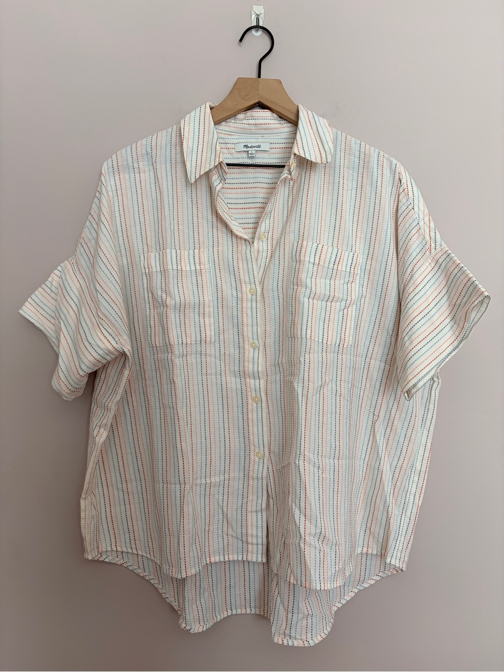 Madewell Courier Shirt in Stitched Rainbow Stripe Large